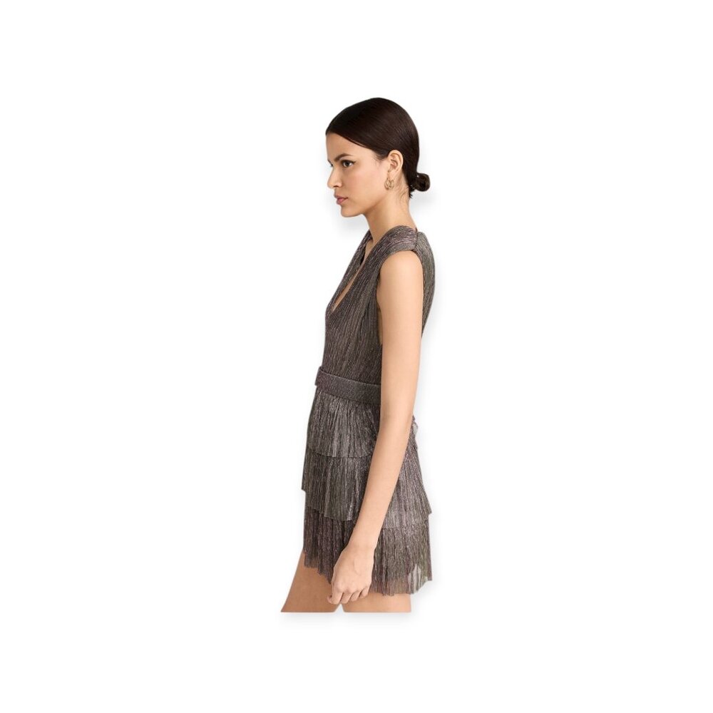 NWT $250 Sabina Musayev Pink Green Metallic Skylar Fit & Flare Mini Dress Size M - Picture 6 of 9